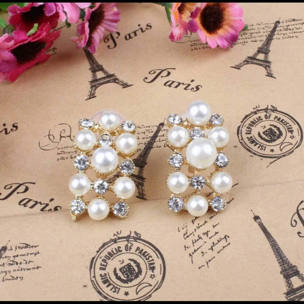 🍀New Crystal Pearl Necklace Earrings Jewelry gift Set - Picture 11 of 11